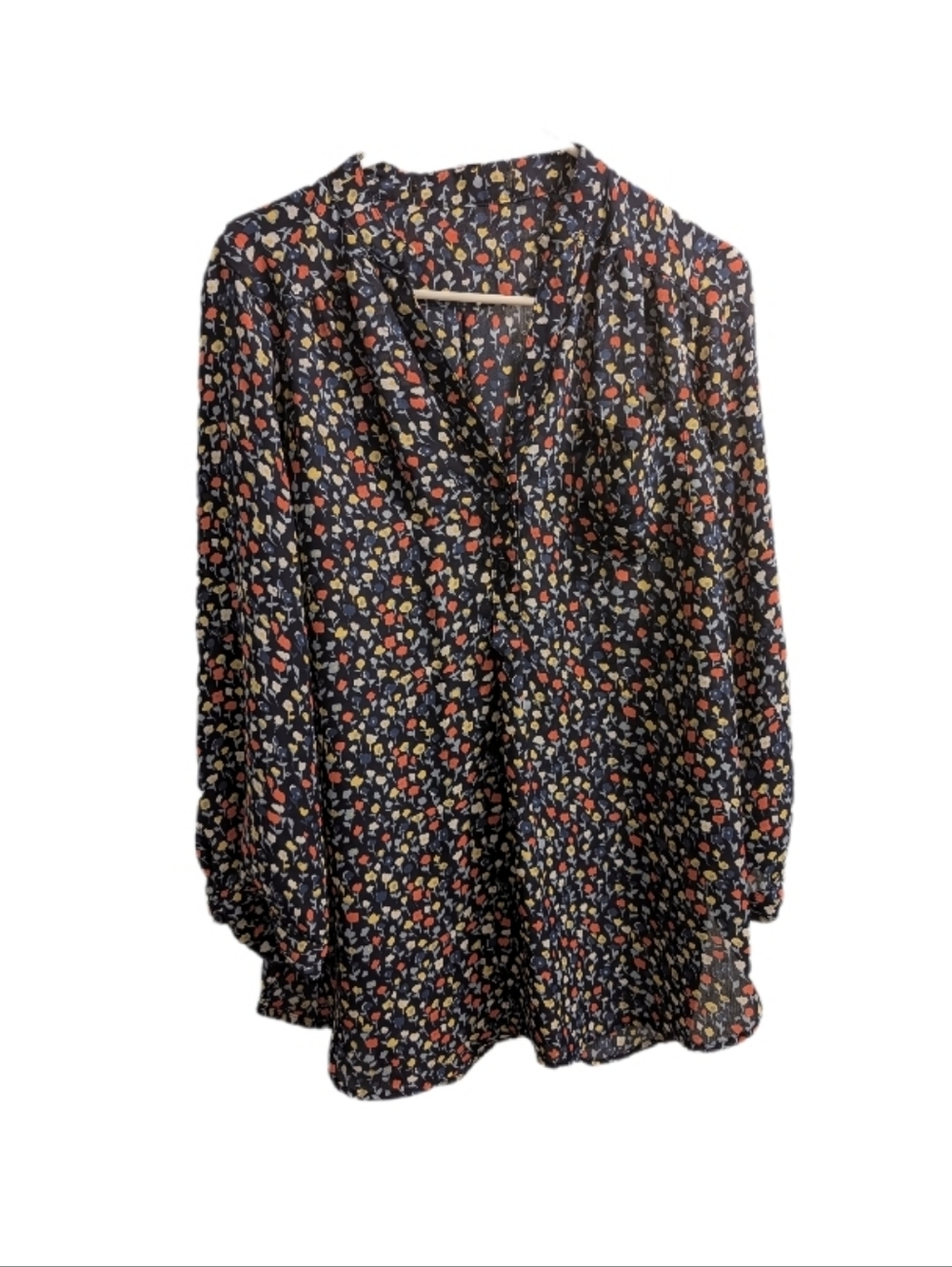 Floral V-Neck Long Sleeve Blouse L